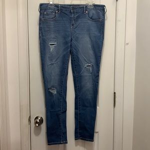 Aeropostale High Waisted Ankle Jeggings Distressed Patches size 12